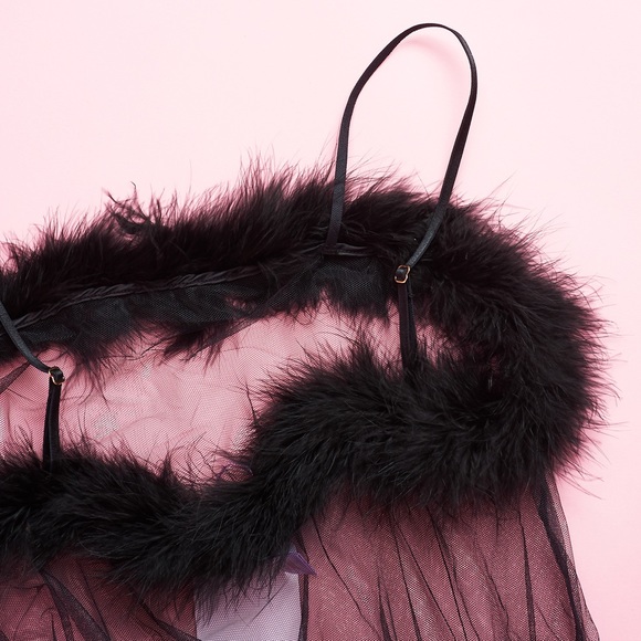 Savage X Fenty Marabou Romper NWT - Picture 4 of 8